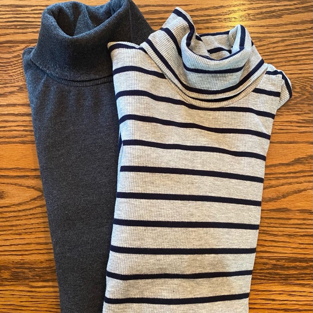 Zara men’s turtlenecks (2) one grey one light grey/navy stripe extra large